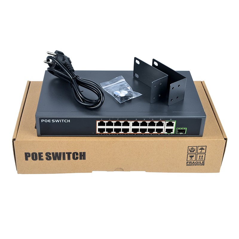 16 port poe switch with high quality 250W power IEEE802.3af/at 48V 16+2+1SFP megabit with gigabit uplink SDAPO PSE1816GSR